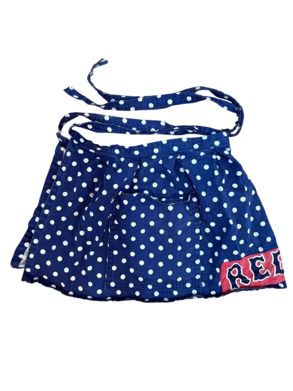 Vintage Style Boston Red Sox Polka Dot Half Apron Tradwife Reworked OOAK